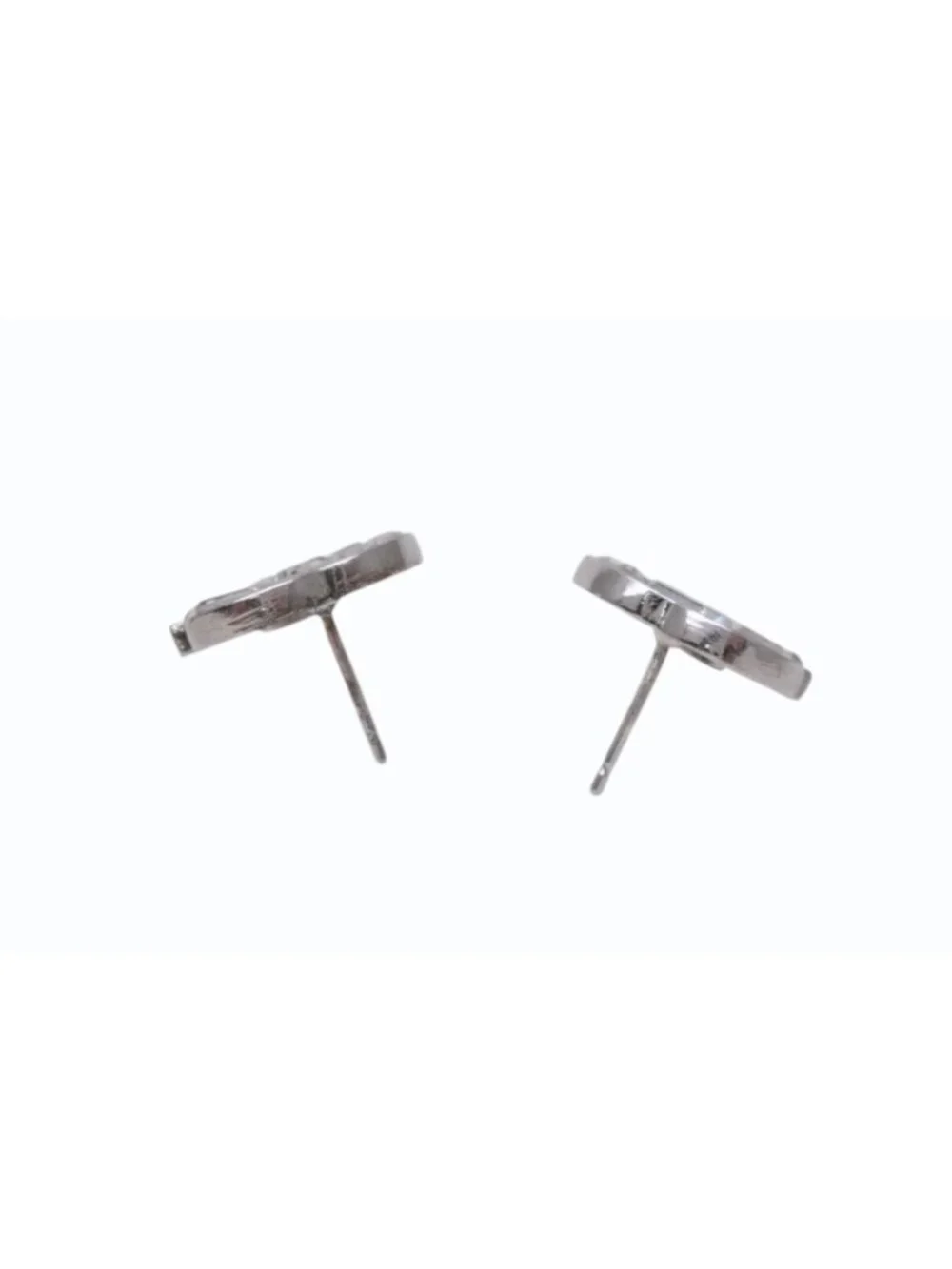 Chanel CC Logo Earrings Rhinestone Silver Color 01